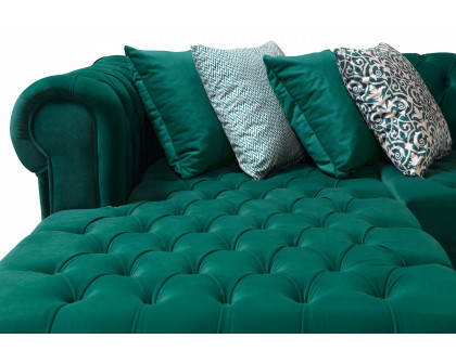 Nova Lauren Velvet Double Chaise Sectional - Green