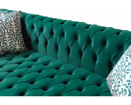 Nova Lauren Velvet Double Chaise Sectional - Green