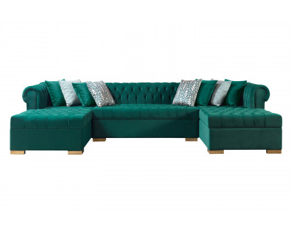 Nova Lauren Velvet Double Chaise Sectional - Green