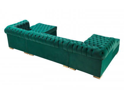 Nova Lauren Velvet Double Chaise Sectional - Green