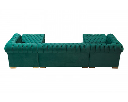 Nova Lauren Velvet Double Chaise Sectional - Green