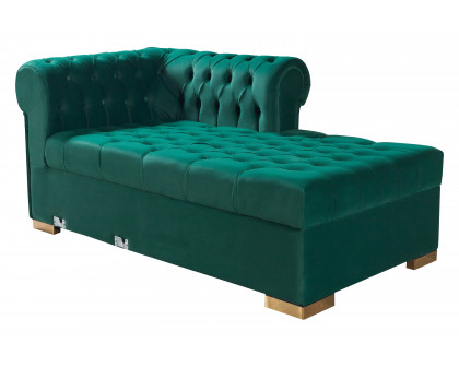 Nova Lauren Velvet Double Chaise Sectional - Green