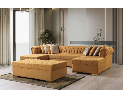 Nova™ Lauren Velvet Rectangle Ottoman - Mustard