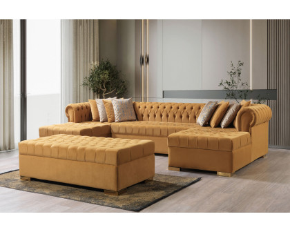 Nova Lauren Velvet Double Chaise Sectional - Mustard