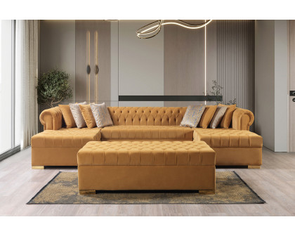 Nova Lauren Velvet Double Chaise Sectional - Mustard