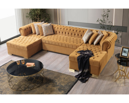 Nova Lauren Velvet Double Chaise Sectional - Mustard