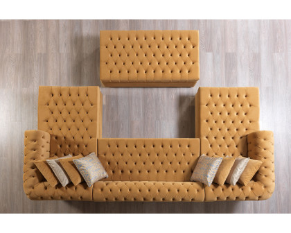 Nova Lauren Velvet Double Chaise Sectional - Mustard