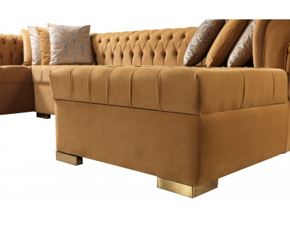 Nova Lauren Velvet Double Chaise Sectional - Mustard