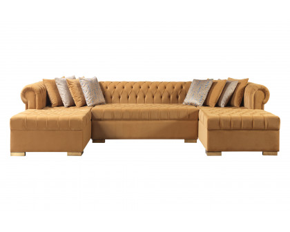 Nova Lauren Velvet Double Chaise Sectional - Mustard