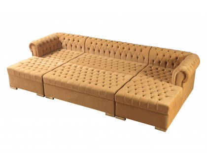 Nova Lauren Velvet Double Chaise Sectional - Mustard