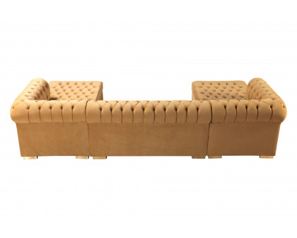 Nova Lauren Velvet Double Chaise Sectional - Mustard