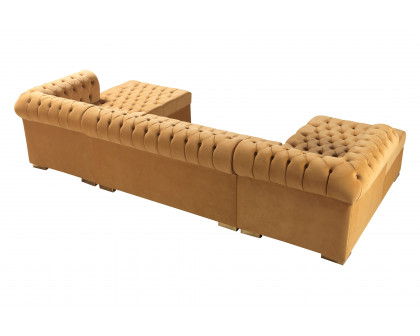 Nova Lauren Velvet Double Chaise Sectional - Mustard