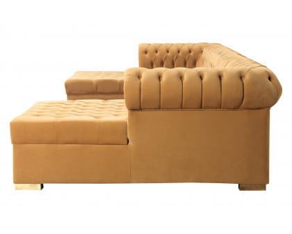 Nova Lauren Velvet Double Chaise Sectional - Mustard