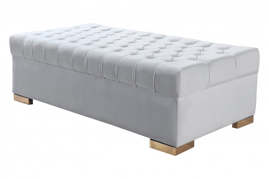 Nova™ Lauren Velvet Rectangle Ottoman - Pearl