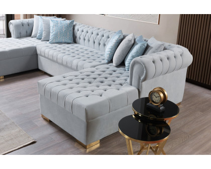 Nova Lauren Velvet Double Chaise Sectional - Pearl