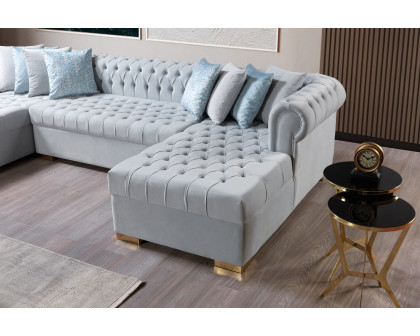 Nova Lauren Velvet Double Chaise Sectional - Pearl