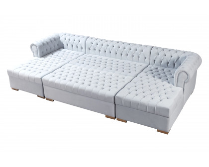 Nova Lauren Velvet Double Chaise Sectional - Pearl