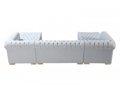 Nova Lauren Velvet Double Chaise Sectional - Pearl