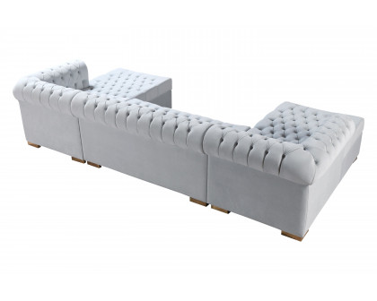 Nova Lauren Velvet Double Chaise Sectional - Pearl