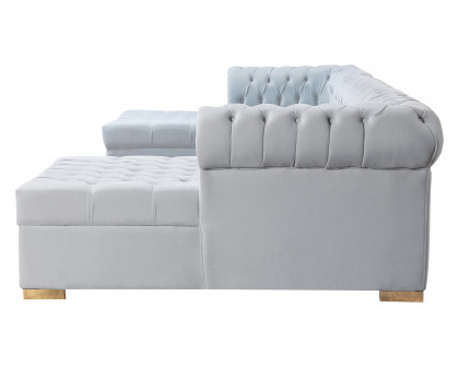 Nova Lauren Velvet Double Chaise Sectional - Pearl