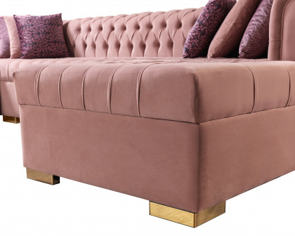 Nova Lauren Velvet Double Chaise Sectional - Pink