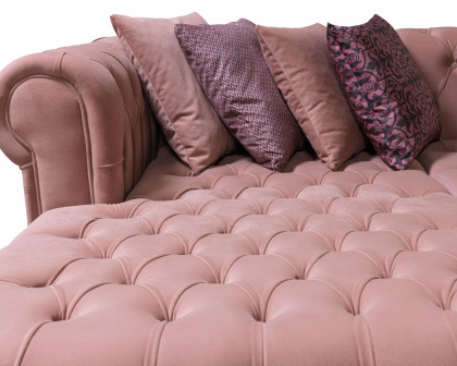 Nova Lauren Velvet Double Chaise Sectional - Pink