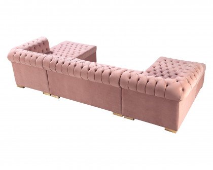 Nova Lauren Velvet Double Chaise Sectional - Pink