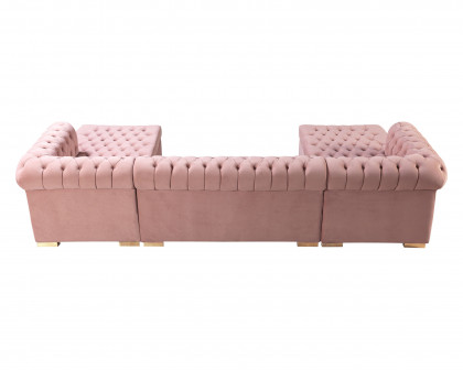 Nova Lauren Velvet Double Chaise Sectional - Pink