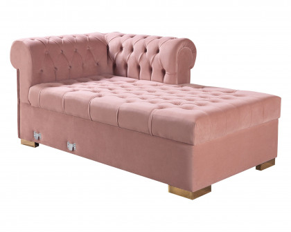 Nova Lauren Velvet Double Chaise Sectional - Pink