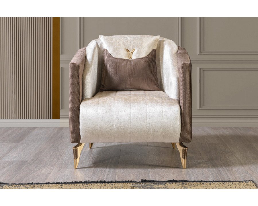 Nova Leina Velvet Chair - Ivory-Coffee