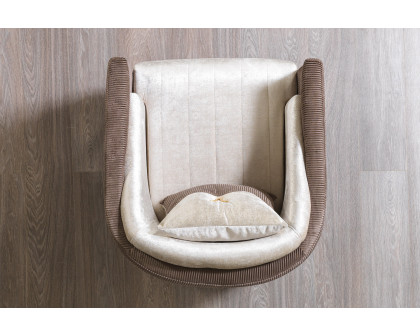 Nova Leina Velvet Chair - Ivory-Coffee