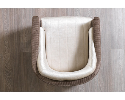 Nova Leina Velvet Chair - Ivory-Coffee