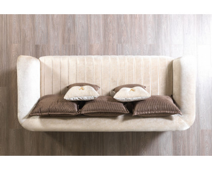 Nova Leina Velvet Sofa & Loveseat - Ivory-Coffee