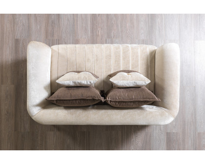 Nova Leina Velvet Sofa & Loveseat - Ivory-Coffee