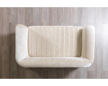 Nova Leina Velvet Sofa & Loveseat - Ivory-Coffee