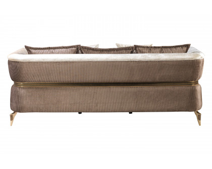 Nova Leina Velvet Sofa & Loveseat - Ivory-Coffee