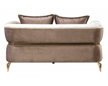 Nova Leina Velvet Sofa & Loveseat - Ivory-Coffee