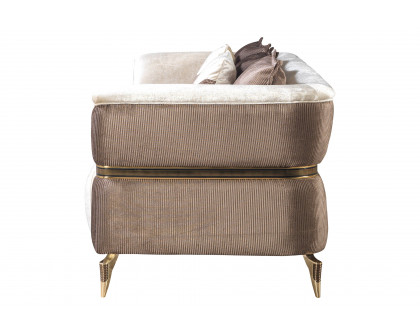 Nova Leina Velvet Sofa & Loveseat - Ivory-Coffee