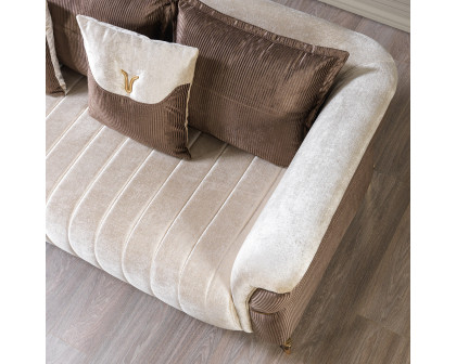 Nova Leina Velvet Sofa & Loveseat - Ivory-Coffee