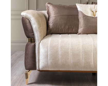 Nova - Leina Velvet Loveseat in Ivory-Coffee