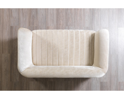 Nova - Leina Velvet Loveseat in Ivory-Coffee