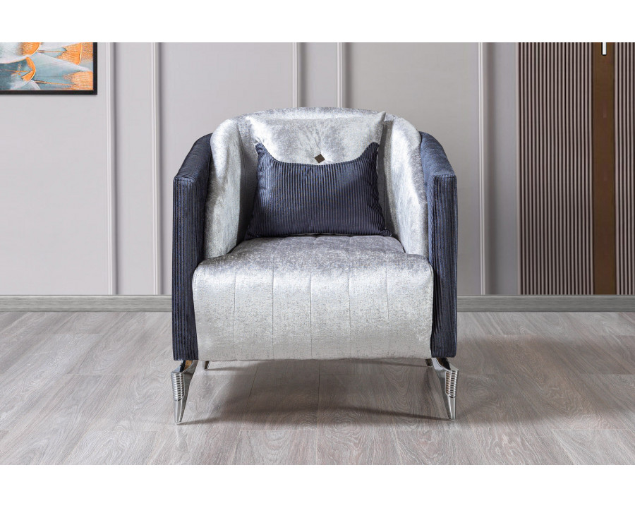 Nova Leina Velvet Chair - Silver-Gray