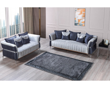 Nova Leina Velvet Sofa & Loveseat - Silver-Gray