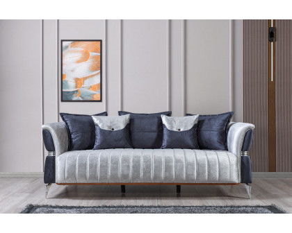 Nova Leina Velvet Sofa & Loveseat - Silver-Gray