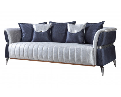 Nova Leina Velvet Sofa & Loveseat - Silver-Gray