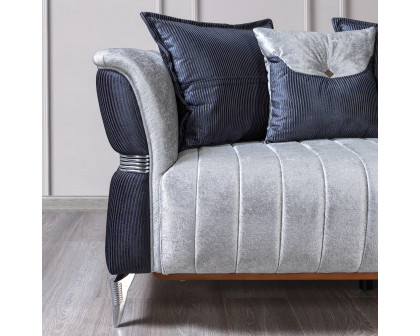 Nova Leina Velvet Sofa & Loveseat - Silver-Gray