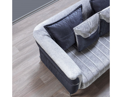 Nova Leina Velvet Sofa & Loveseat - Silver-Gray