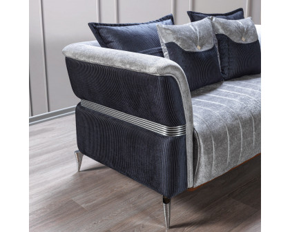 Nova Leina Velvet Sofa & Loveseat - Silver-Gray