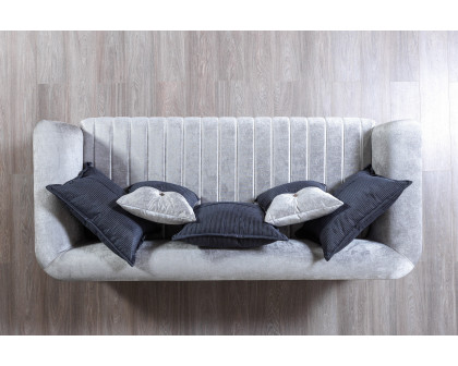 Nova Leina Velvet Sofa & Loveseat - Silver-Gray