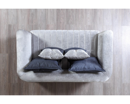 Nova Leina Velvet Sofa & Loveseat - Silver-Gray